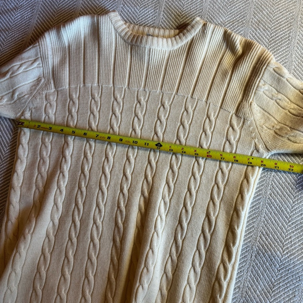 Women's Vintage Andrea Jovine Wool Cableknit Sweater‎ Dress, Ivory, Size L - Picture 8 of 8